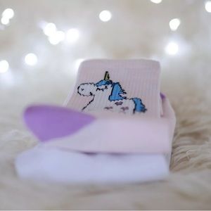 🦄 Cute Unicorn &🍦Ice Cream Cone Fun Socks 2 PAIR
